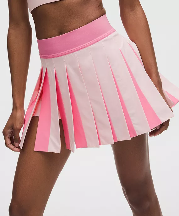 Peek-A-Boo Pleat Mid-Rise Tennis Skirt