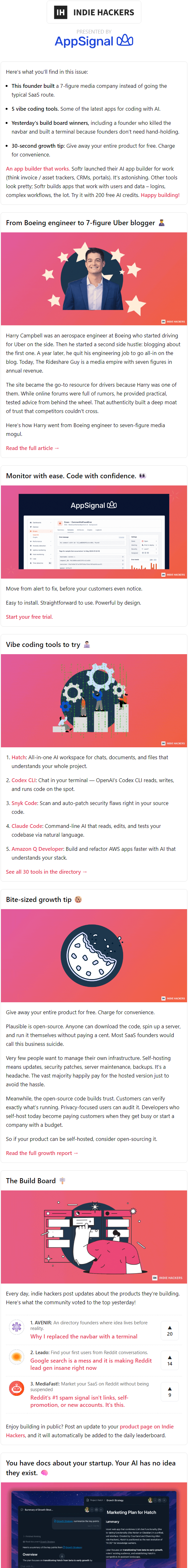 Newsletter preview: 🗞️ What's New: 7-figure indie media company, startup wives, give away your product for free