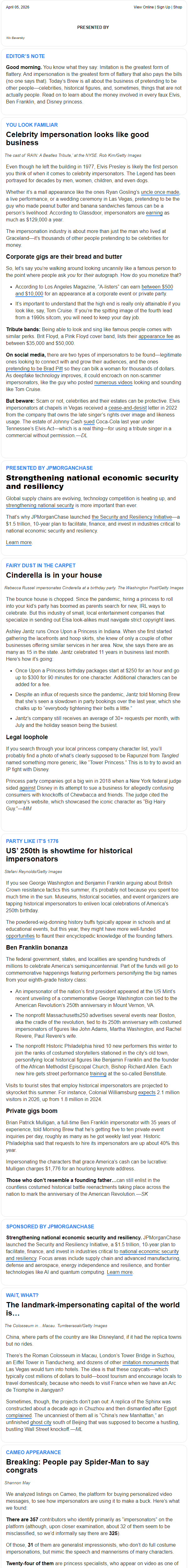 Newsletter preview: ☕ Impersonator Brew