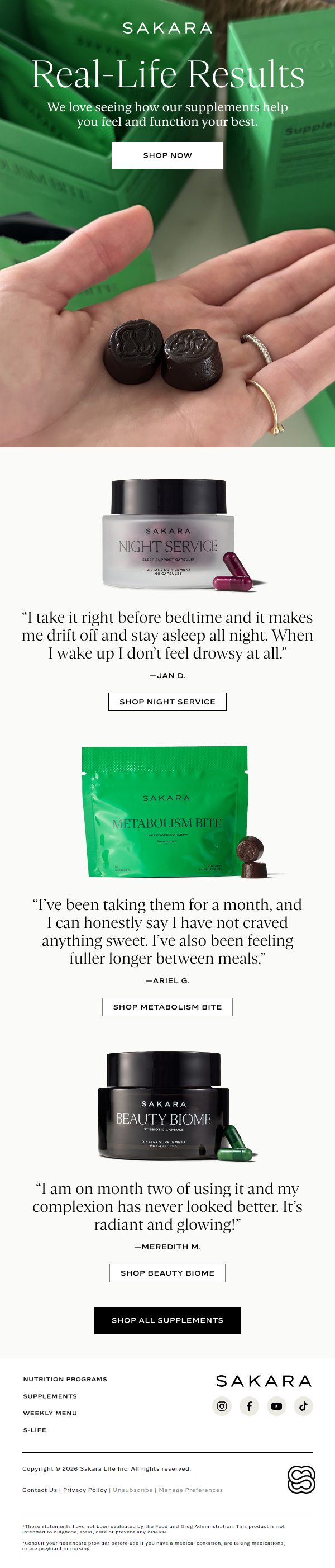 Newsletter preview: “My complexion has never looked better.”