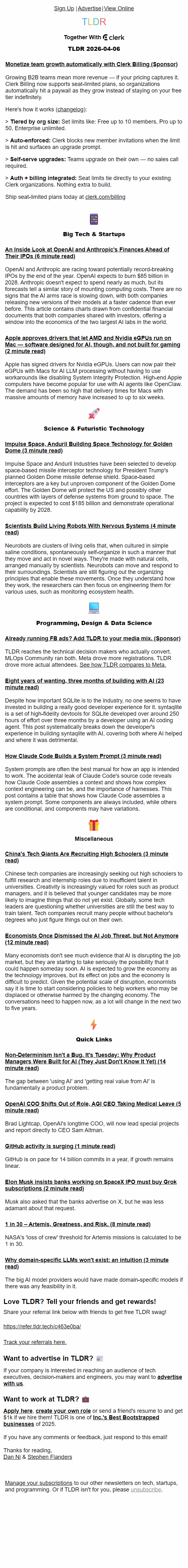 Newsletter preview: Apple eGPU support ⚡, inside AI lab finances 💰, Claude Code system prompts 🤖