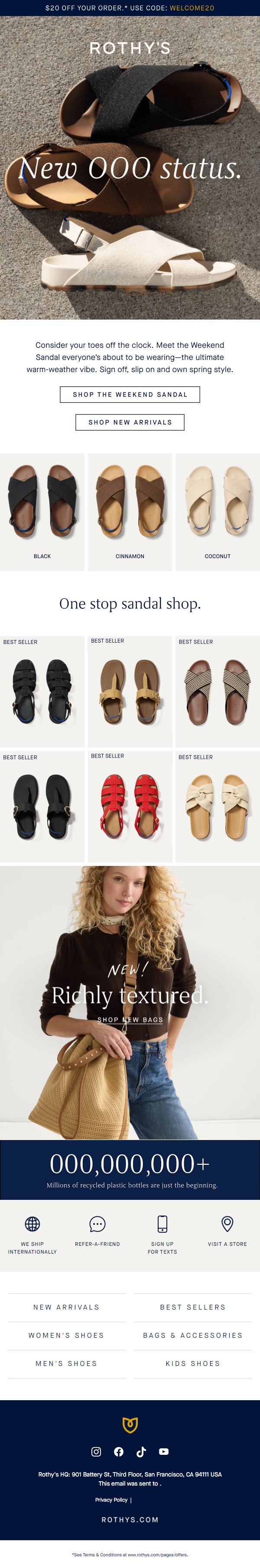 Newsletter preview: FRESH DROP: The Weekend Sandal. ☀️