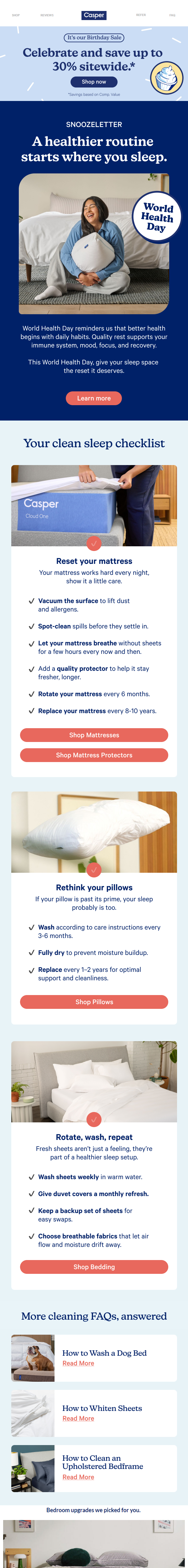 Newsletter preview: World Health Day: Start with your bed
