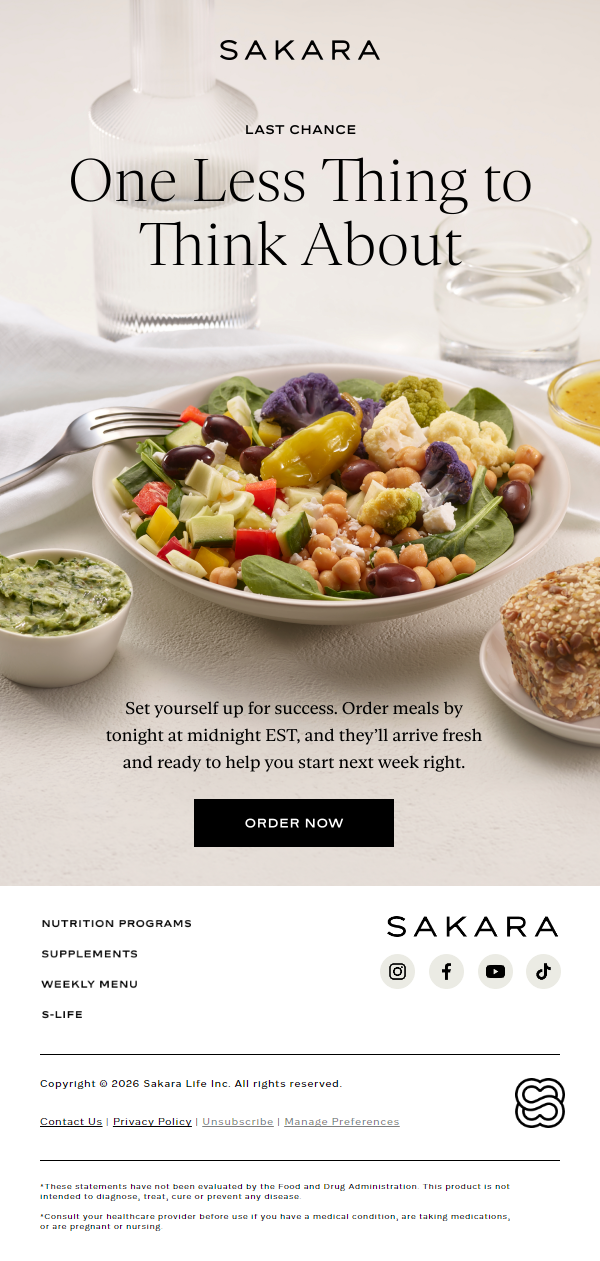 Newsletter preview: Last Chance to Sign Up for Meals