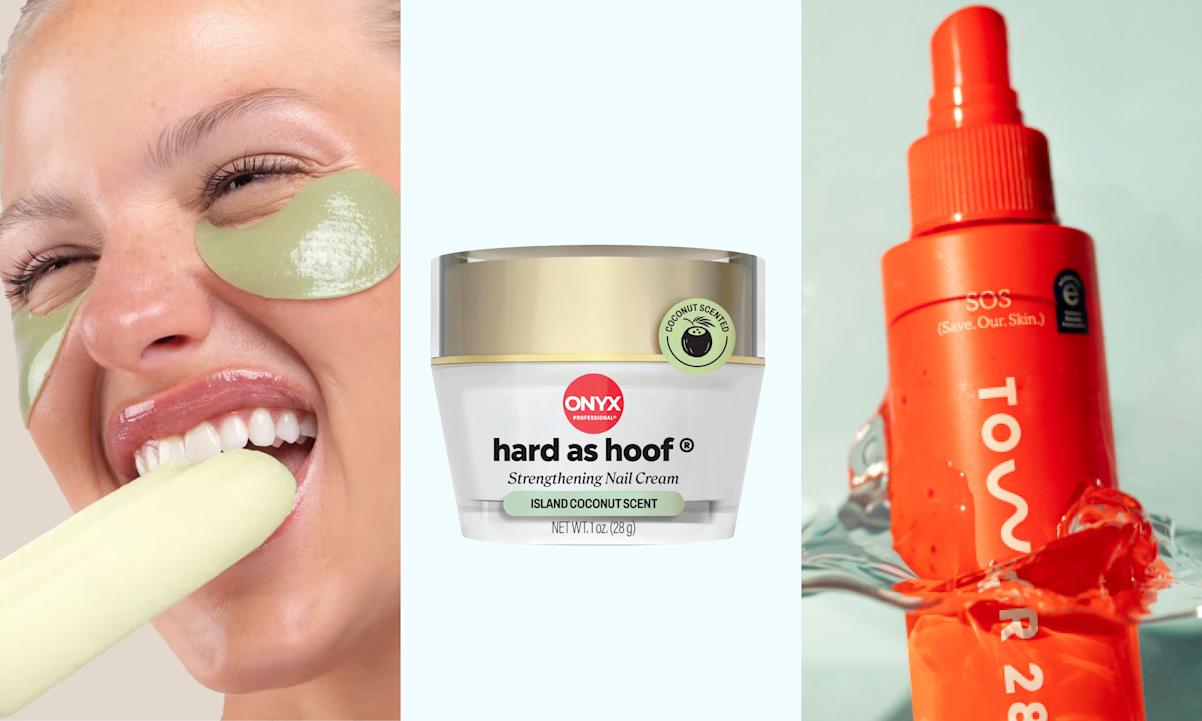 eye masks, nail strengthening cream, facial spray