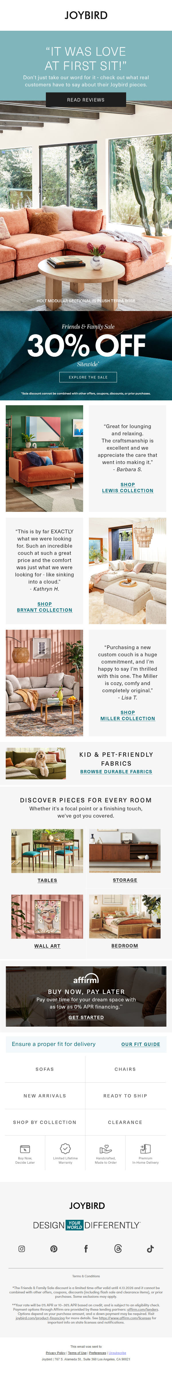 Newsletter preview: 💬 Hear what people think of their Joybird pieces