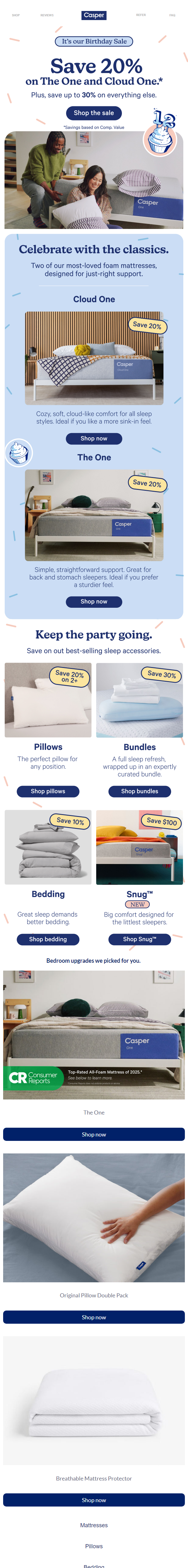 Newsletter preview: 20% savings on premium foam mattresses