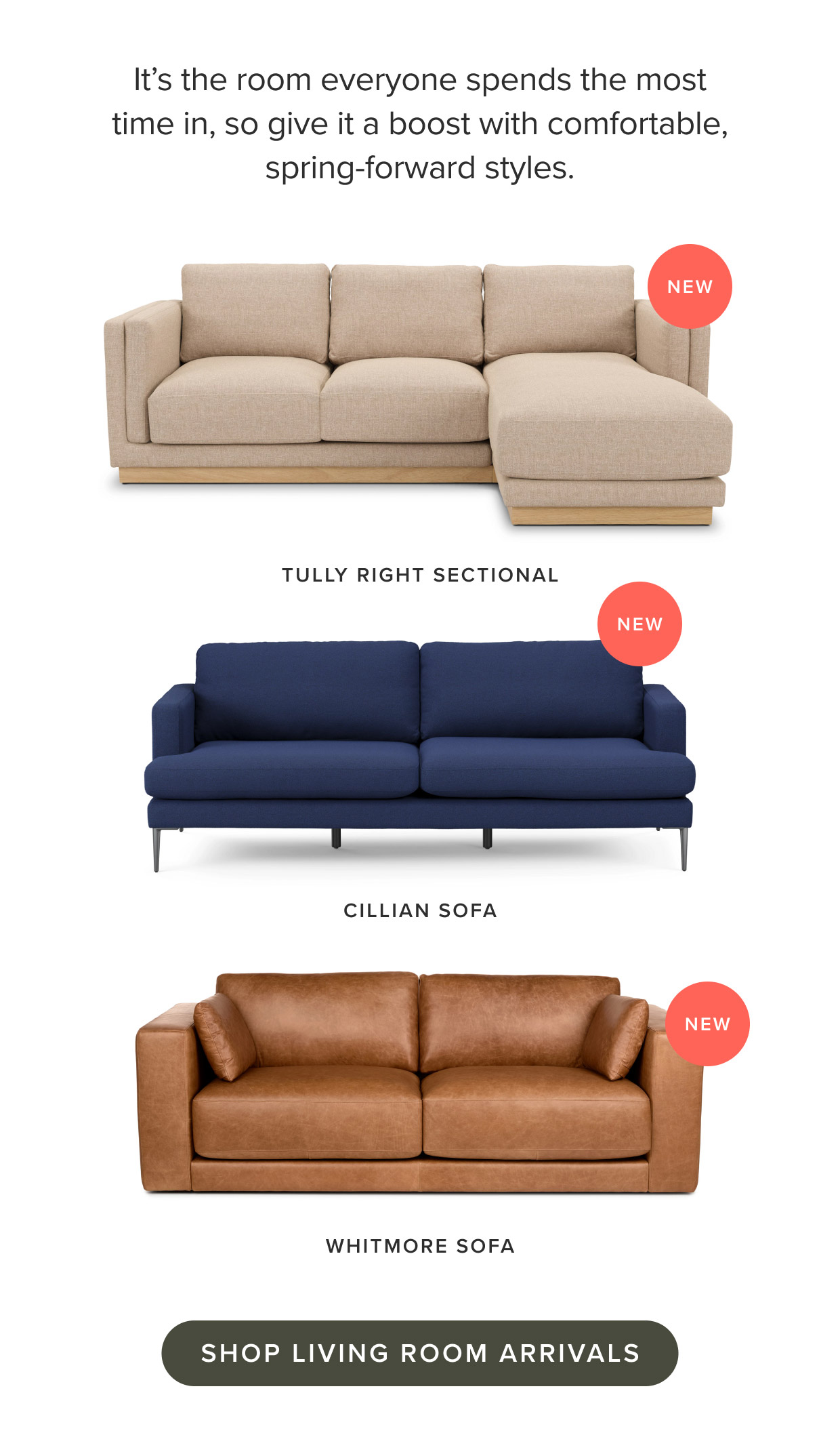 Explore living room arrivals.