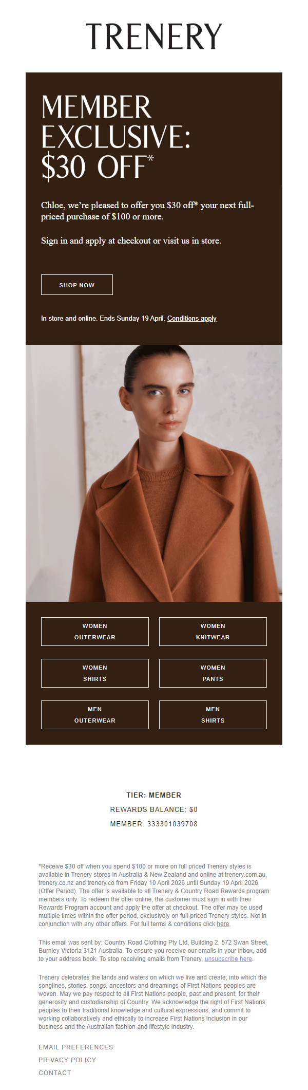 Newsletter preview: Chloe, shop with $30 off full-priced styles