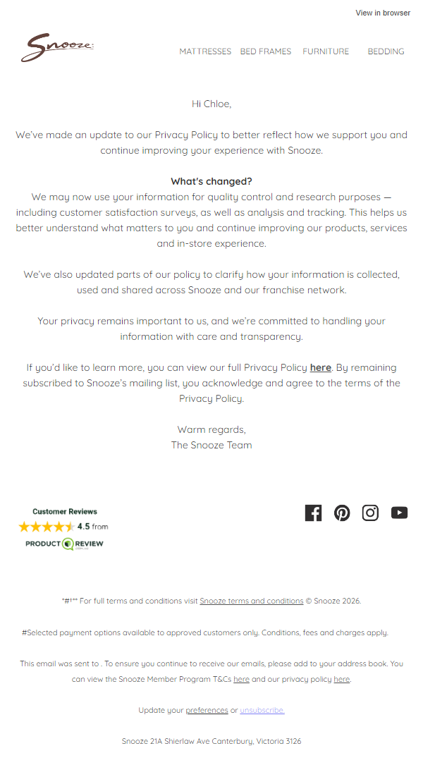 Newsletter preview: We've updated our Privacy Policy