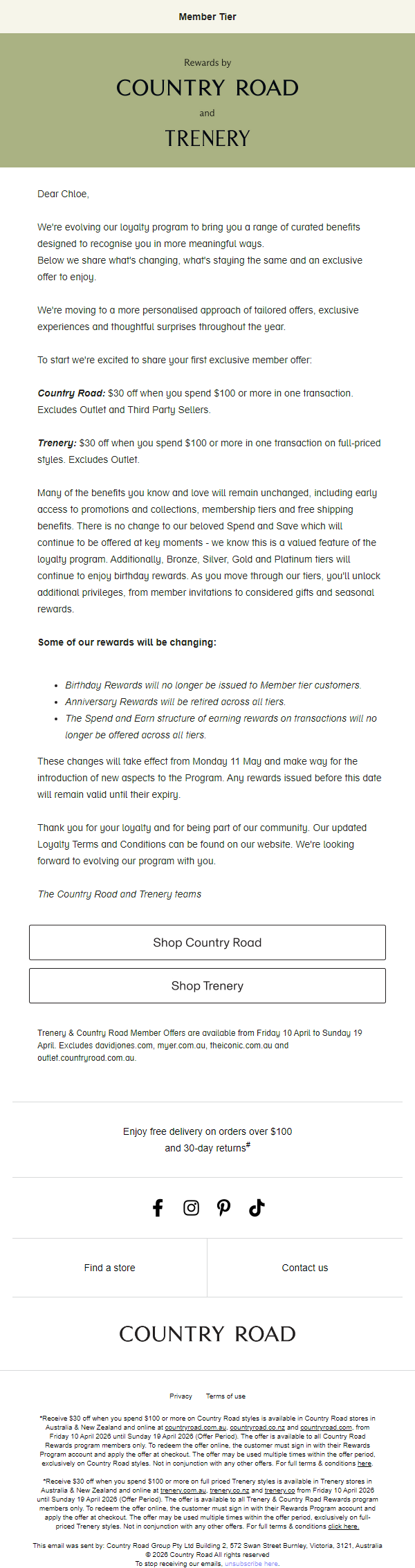 Newsletter preview: Loyalty Terms and Conditions update