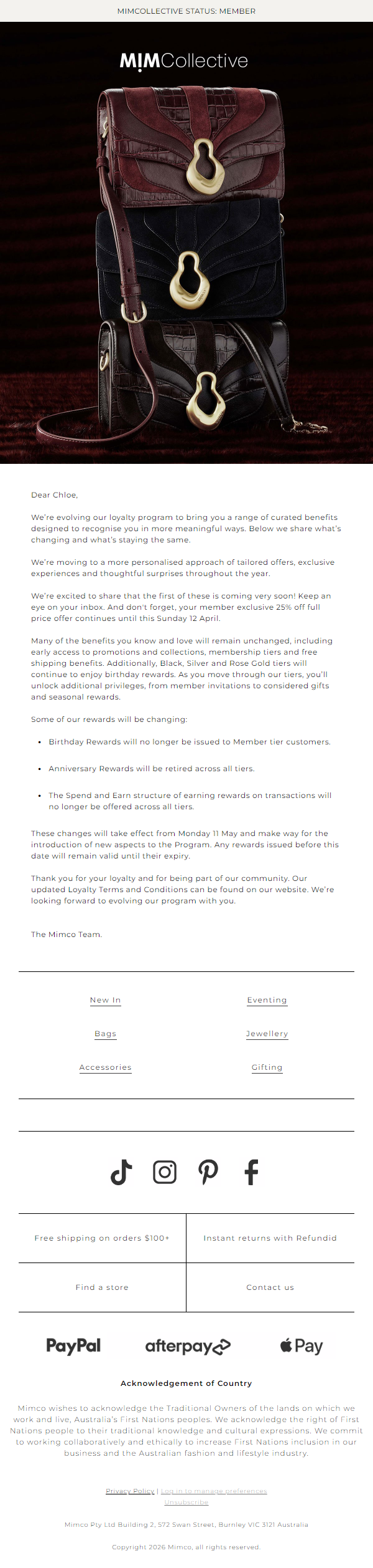 Newsletter preview: Loyalty Terms and Conditions update