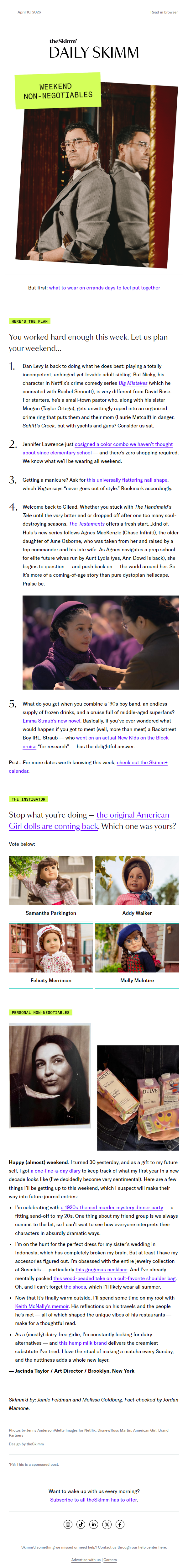 Newsletter preview: Weekend: Which American Girl Were You? 👀
