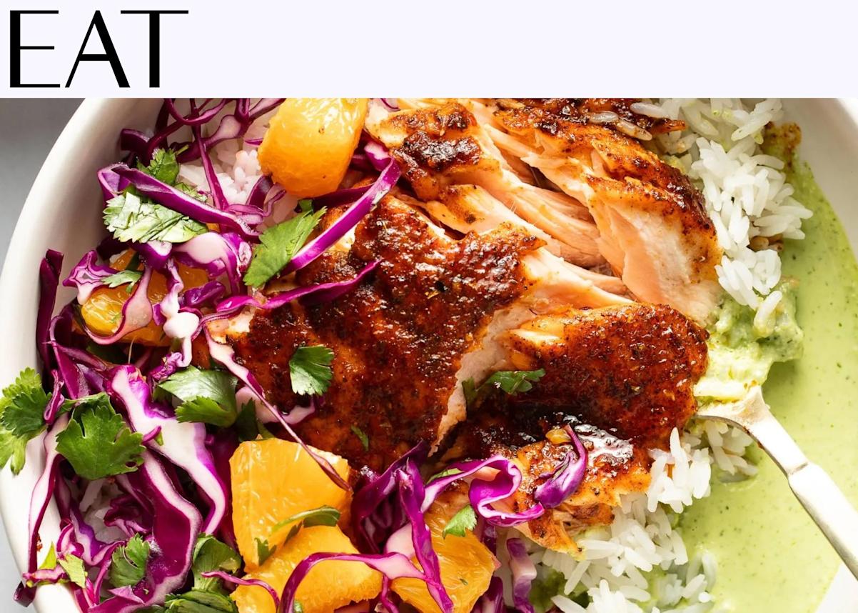  Pinch of Yum’s Chipotle Salmon with Orange Salsa and Aji Verde