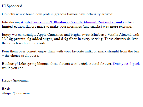 Newsletter preview: NEW & Limited-Edition: Apple Cinnamon & Blueberry Vanilla Almond Granola