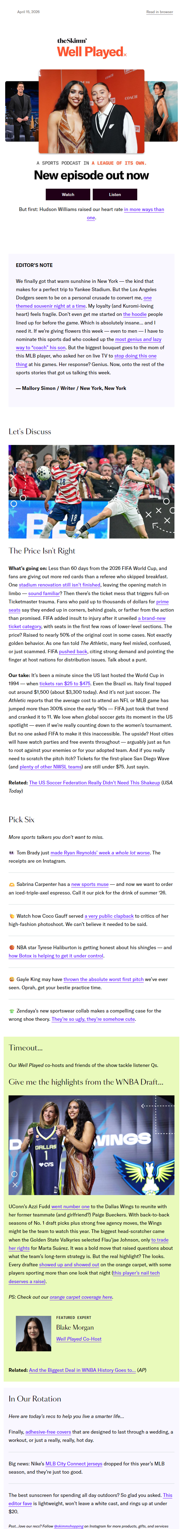 Newsletter preview: Oprah, get your bestie off the field