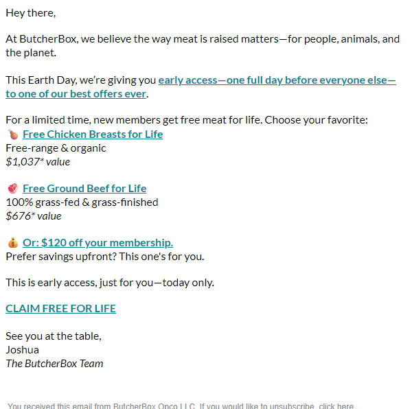 Newsletter preview: Early Access: FREE PROTEIN FOR LIFE!