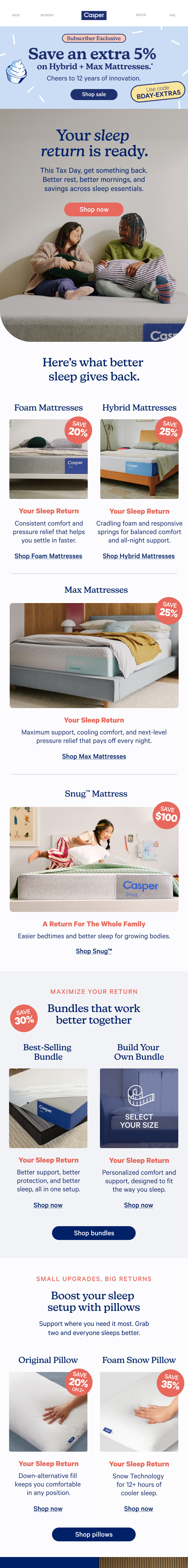 Newsletter preview: Save up to 35% on sleep essentials*
