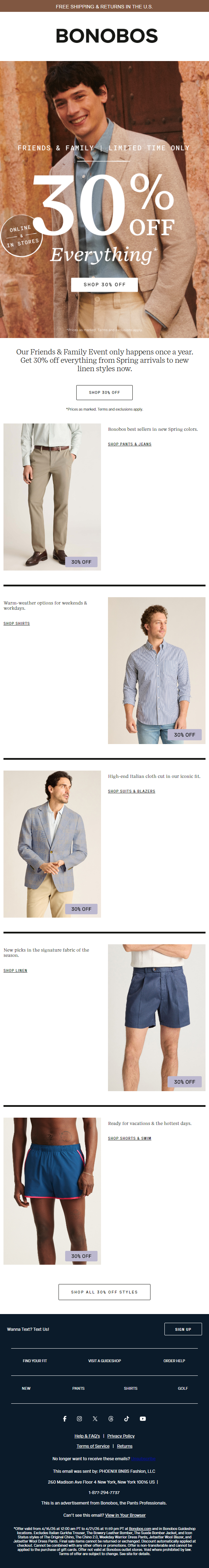 Newsletter preview: New Arrivals, Linen & Suiting, All 30% Off