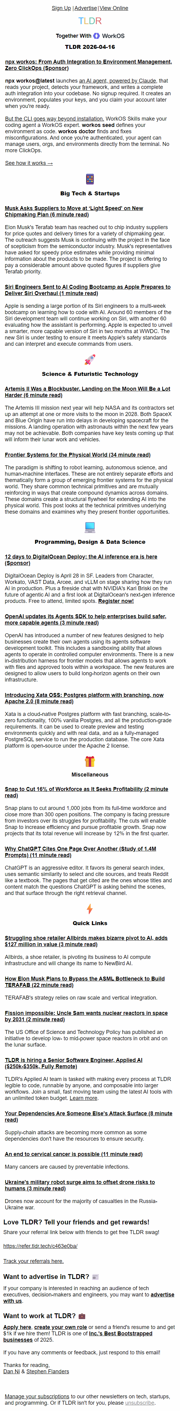 Newsletter preview: Inside Elon's Terafab ⚡, how ChatGPT sources 🤖, Snap layoffs 💼