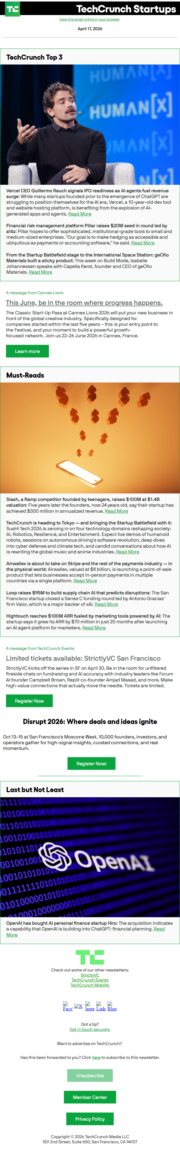 Newsletter preview: Vercel CEO Guillermo Rauch signals IPO readiness as AI agents fuel revenue surge
