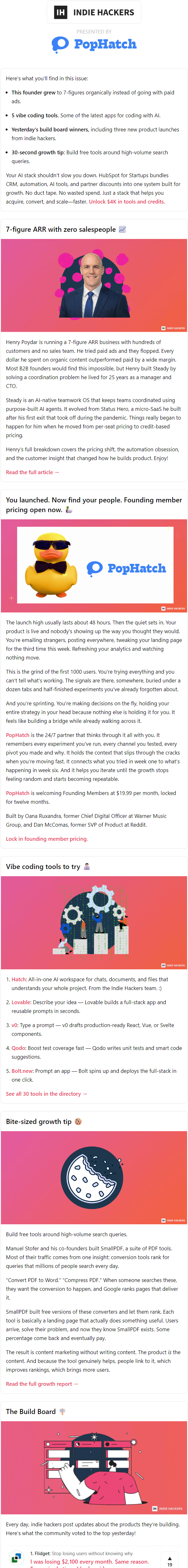 Newsletter preview: 🗞️ What's New: 7-figure ARR w/ 0 salespeople, free tool marketing, how hard should you work?