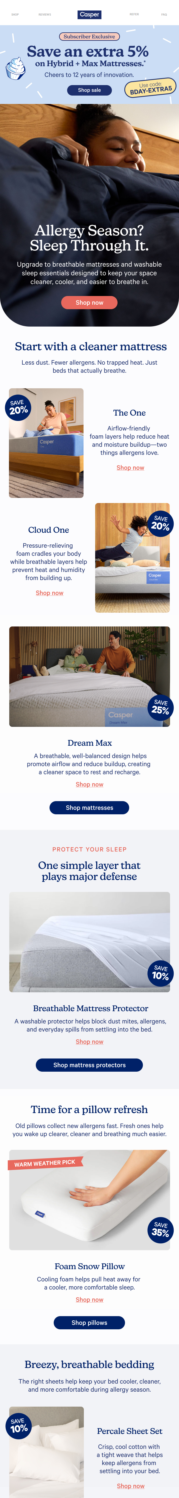 Newsletter preview: Your Bed vs. Allergy Season