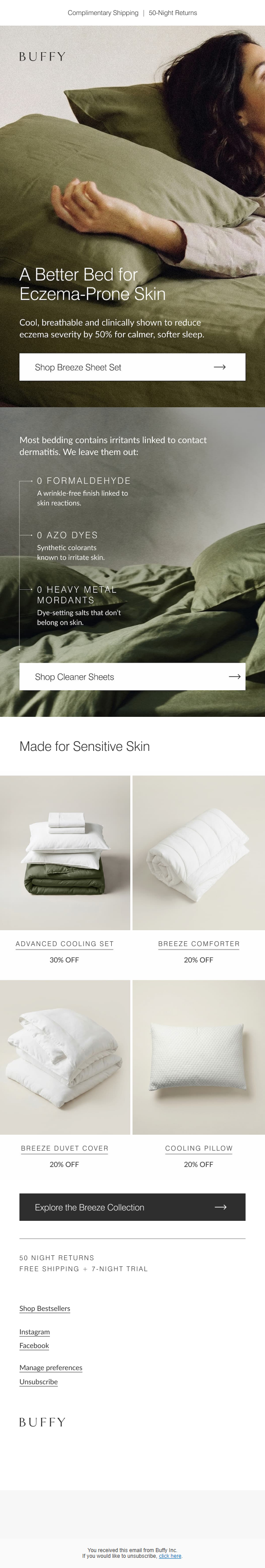 Newsletter preview: Less eczema. Cool Sheets. Calmer sleep