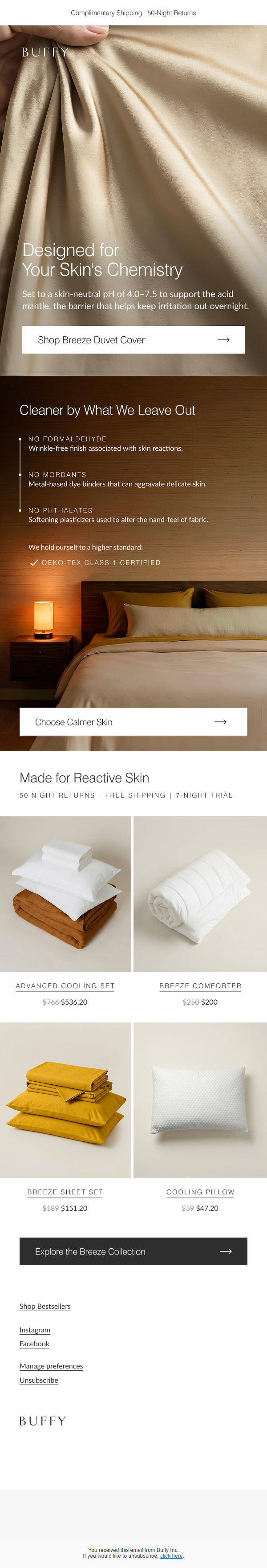Newsletter preview: Most sheets disrupt your skin barrier. Ours support it.