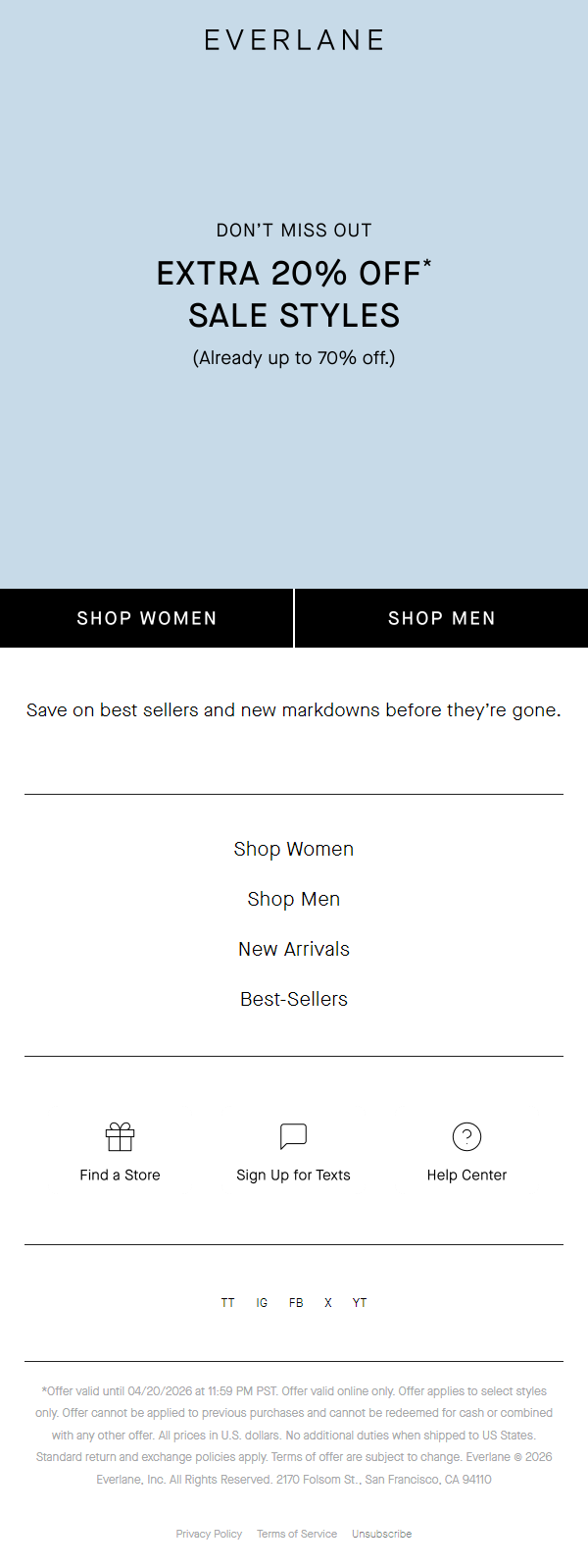 Newsletter preview: Don’t Miss It: Up To 70% Off Sale Styles