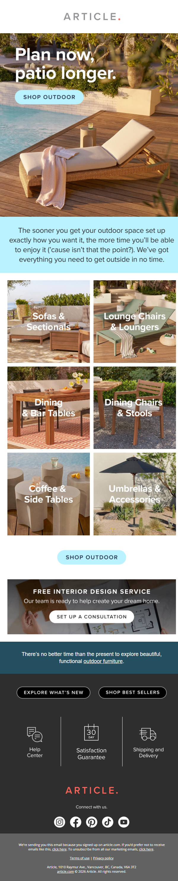Newsletter preview: Set up your patio ASAP