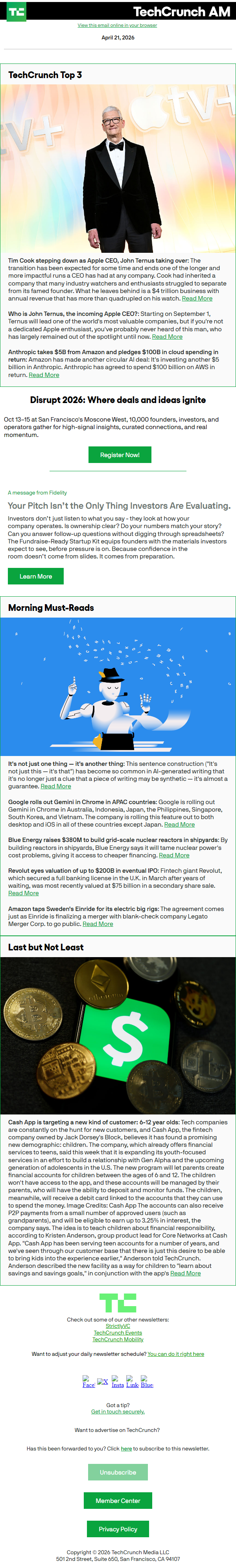 Newsletter preview: Tim Cook stepping down as Apple CEO, John Ternus taking over
