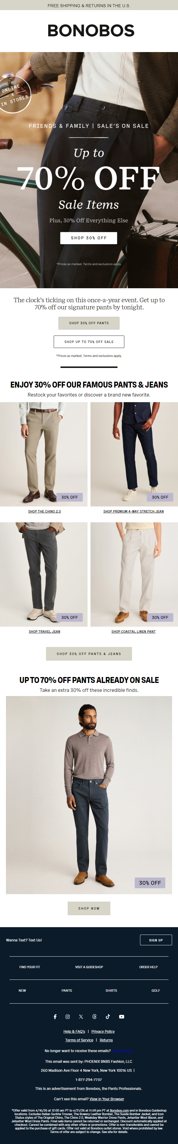 Newsletter preview: 30% Off Pants: Final Day to Save