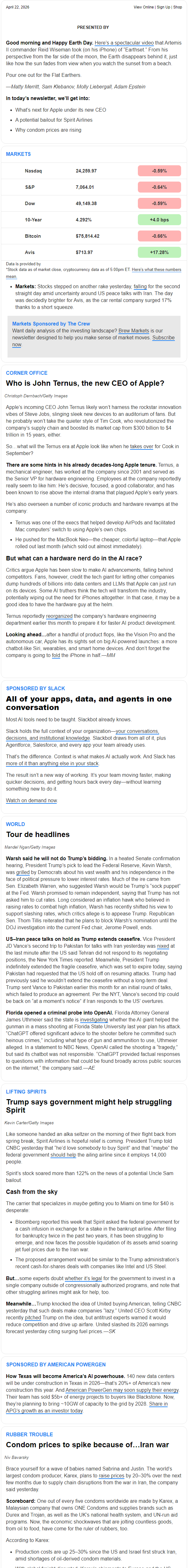 Newsletter preview: ☕️ Cash from the sky