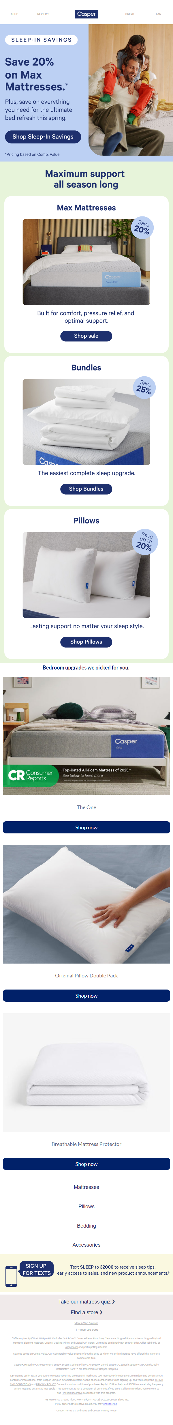 Newsletter preview: Save 20% on Max mattresses.*