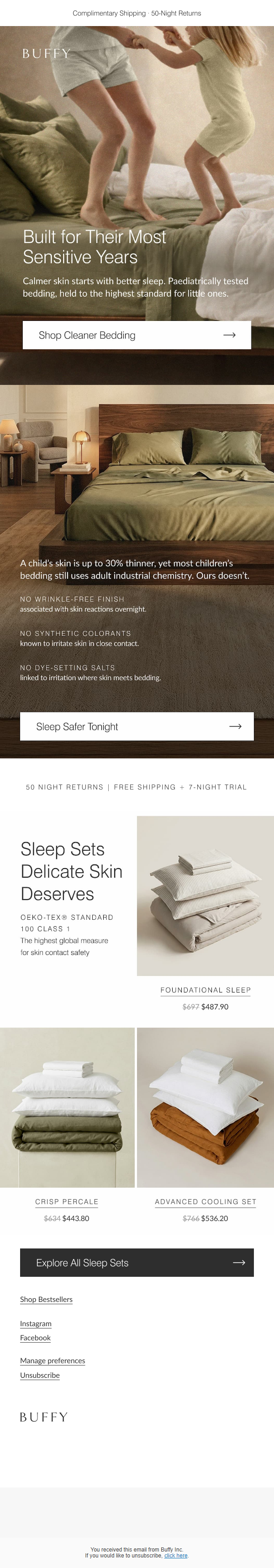 Newsletter preview: Softer sleep. Calmer skin. Built for little ones.