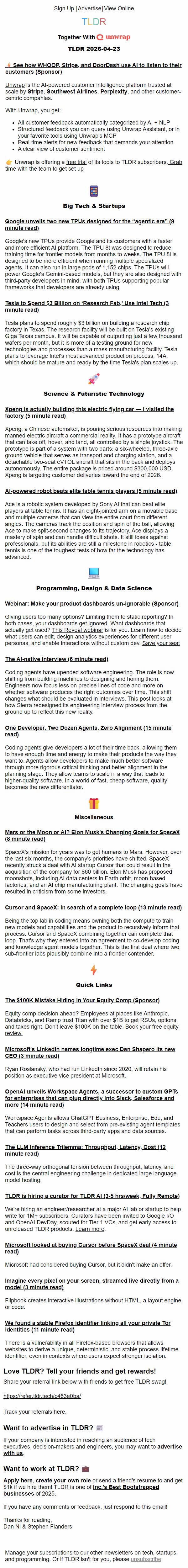 Newsletter preview: Google TPU v8 ⚡, Tesla's research fab 🏭, AI-native interviews 💼