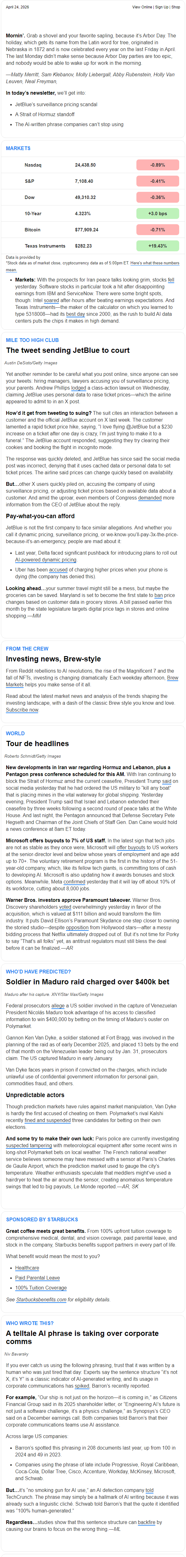 Newsletter preview: ☕ From tweet to court