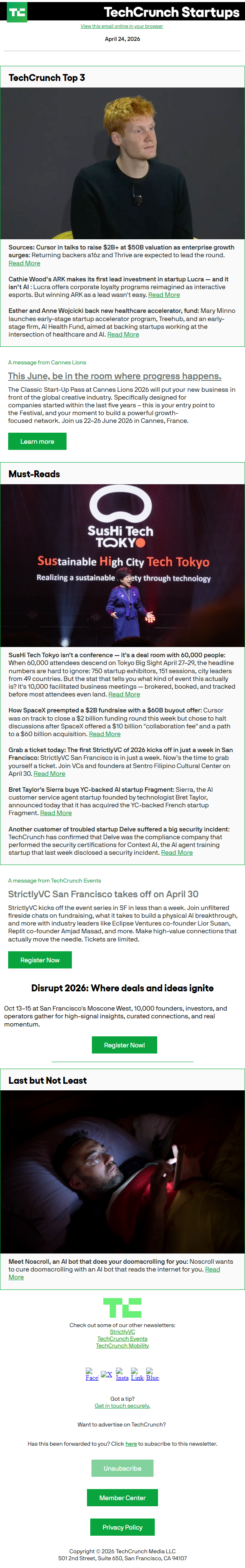 Newsletter preview: Sources: Cursor in talks to raise $2B+ at $50B valuation as enterprise growth surges