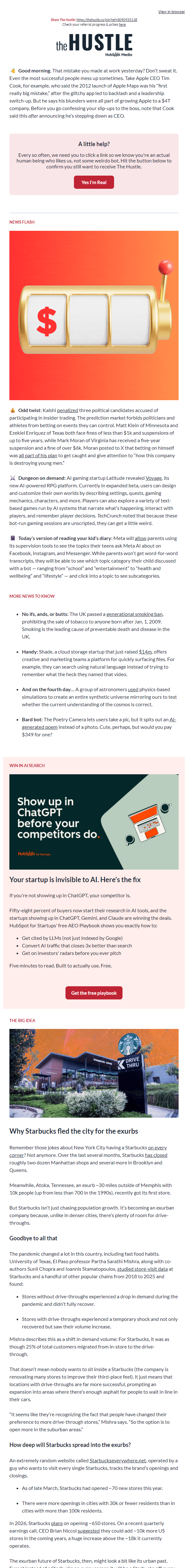 Newsletter preview:  ☕  Starbucks hits the exurbs
