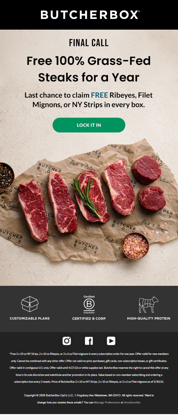 Newsletter preview: ⏰ Last call for free steaks