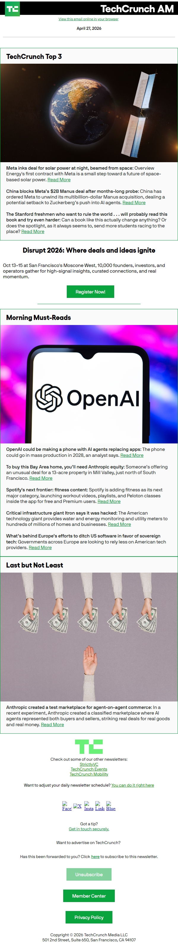 Newsletter preview: Meta inks deal for solar power at night, beamed from space