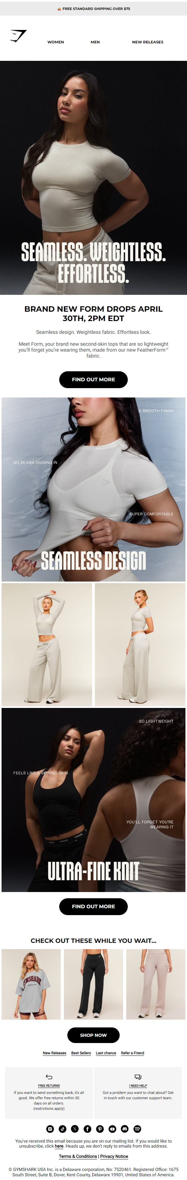 Newsletter preview: NEW second-skin, seamless tops