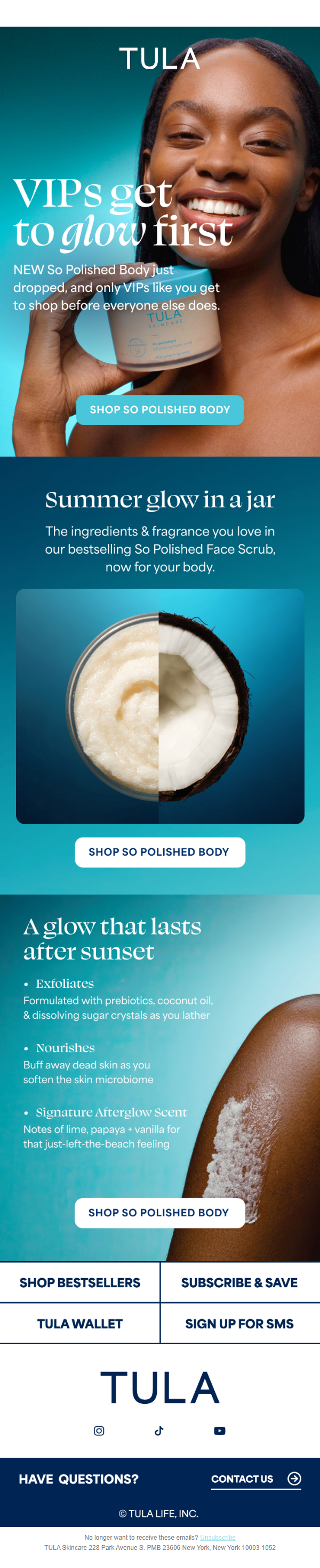 Newsletter preview: You're first—new body scrub just dropped