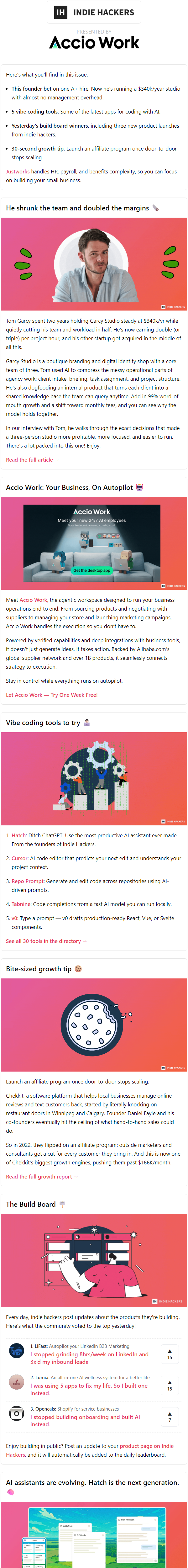 Newsletter preview: 🗞️ What's New: $340k/year with one A+ hire, college vs entrepreneurship, when to start an affiliate program