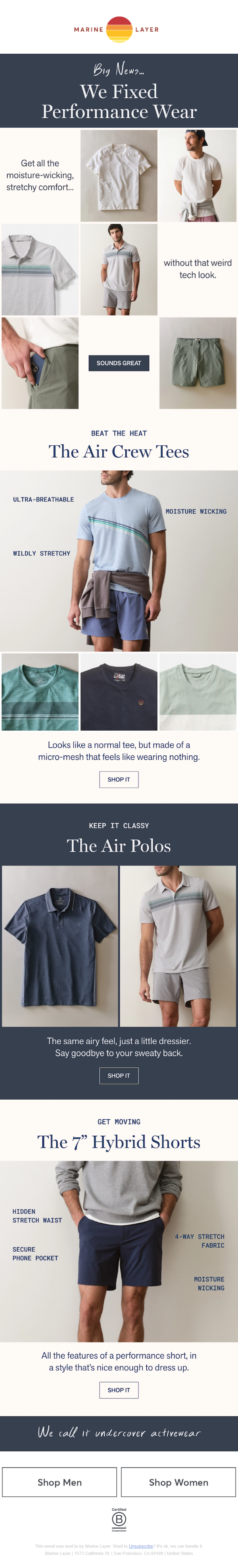 Newsletter preview: BIG NEWS: We Fixed Performance Wear