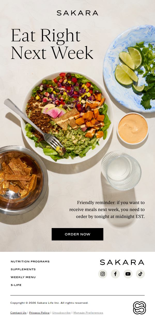 Newsletter preview: Last Chance to Get Meals Next Week