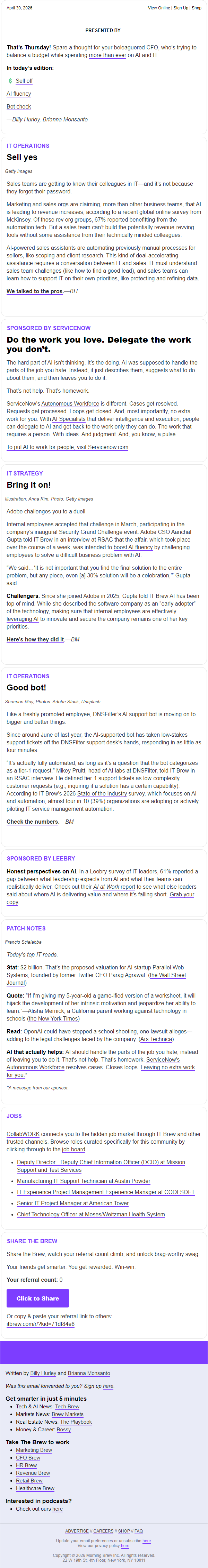 Newsletter preview: ☕️ Sales and IT join forces for AI upgrades