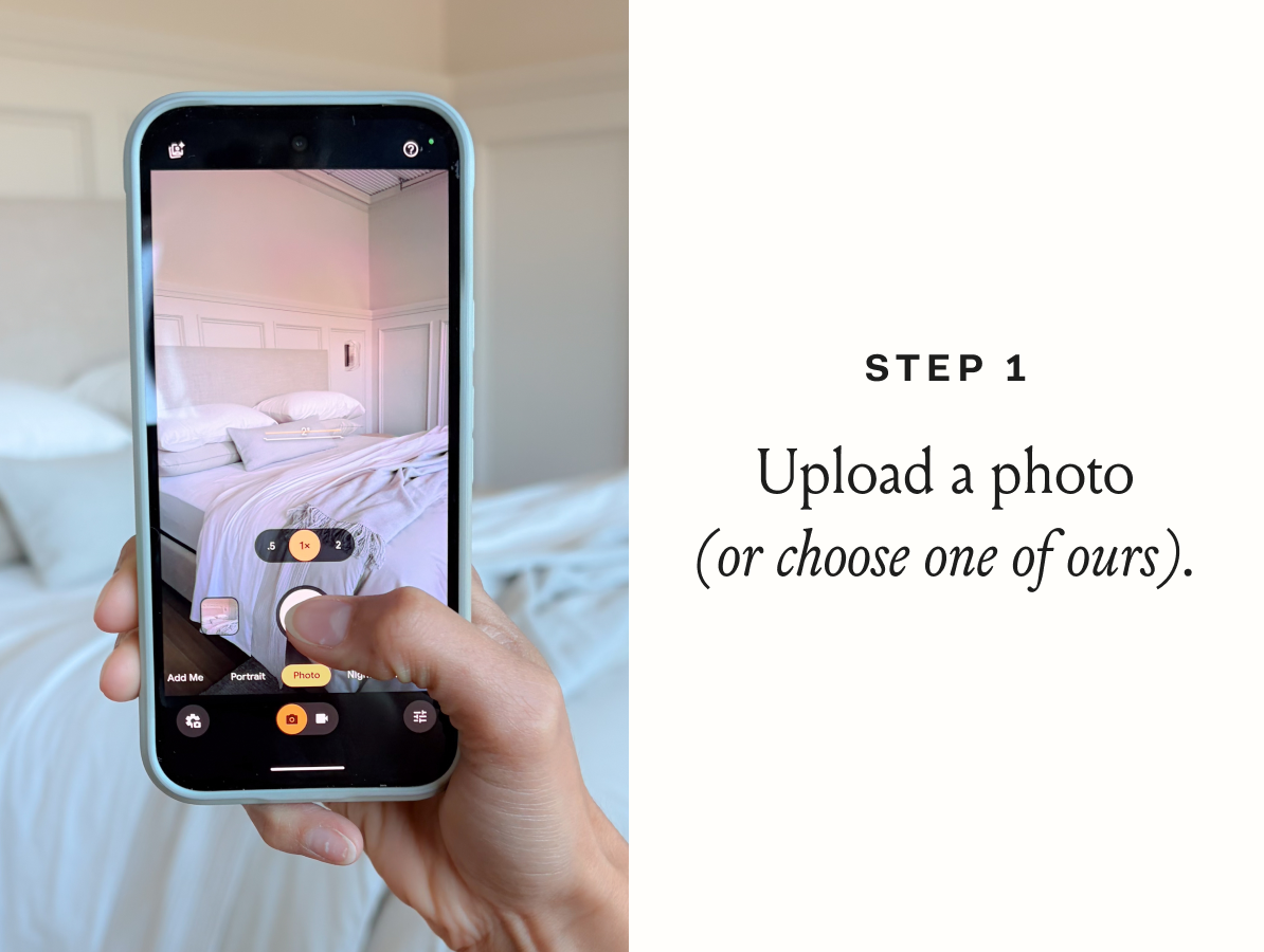step 1 upload a photo (or choose one of our ours).