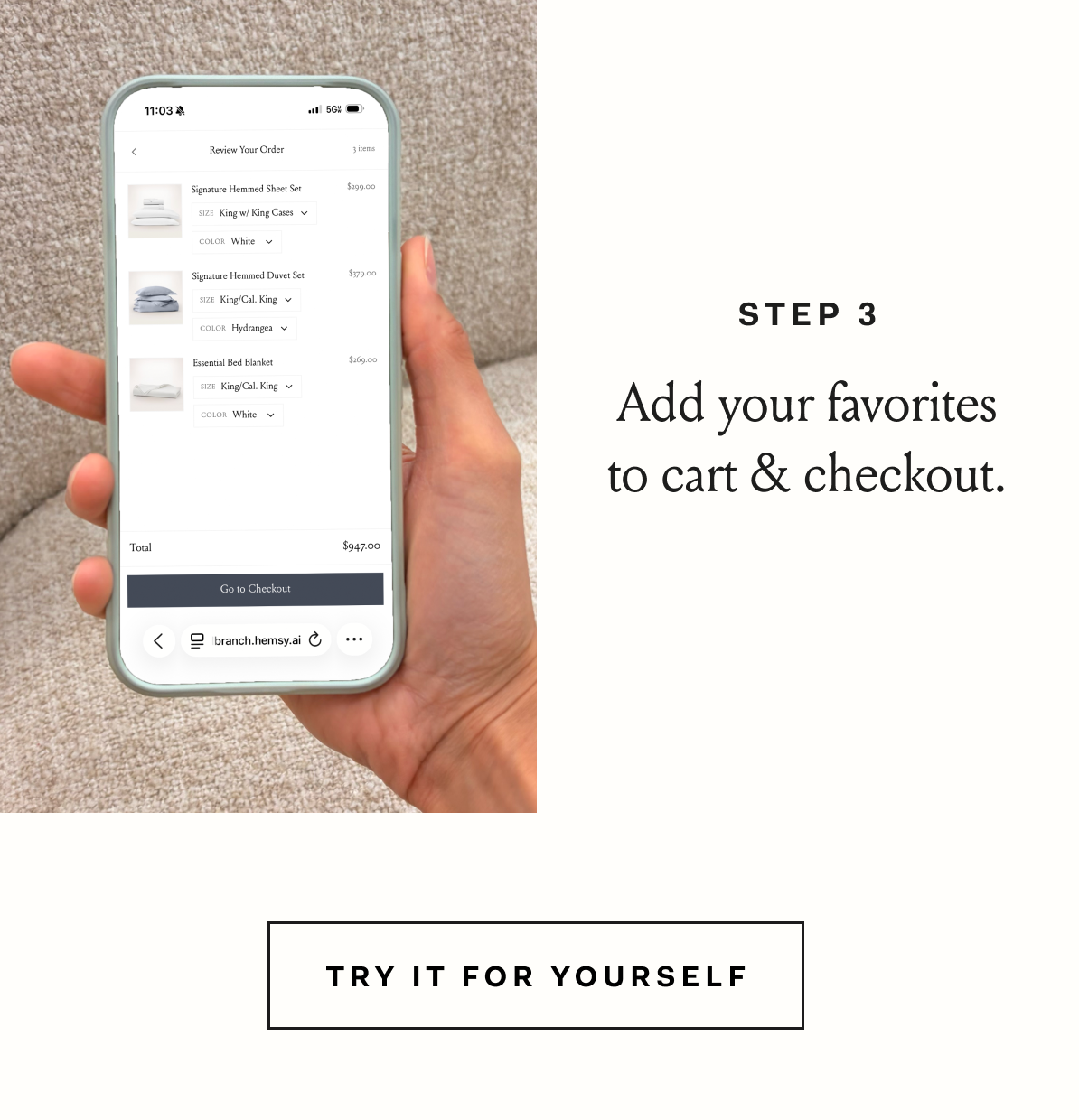 step 3 add your favorites to cart & checkout. try it for yourself